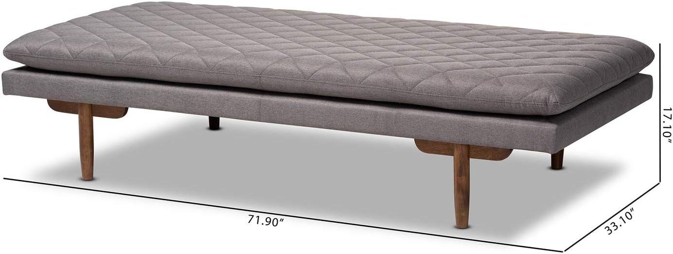 Baxton Studio Marit Grey Upholstered Walnut Wood Daybed