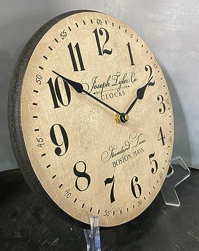 The Big Clock Store Barnwood Tan Wall Clock | Handcrafted in USA | Silent Non-Ticking Mechanism | Beautiful Color | Rustic Decor for Living Room | Battery Operated (24-Inch)