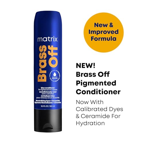 Matrix Brass Off Blue Shampoo and Pigmented Conditioner Set | Removes Brassy Orange Undertones | Toning Conditioner For Lightened Brunettes | For Color Treated Hair | Premium Salon Conditioner | Vegan