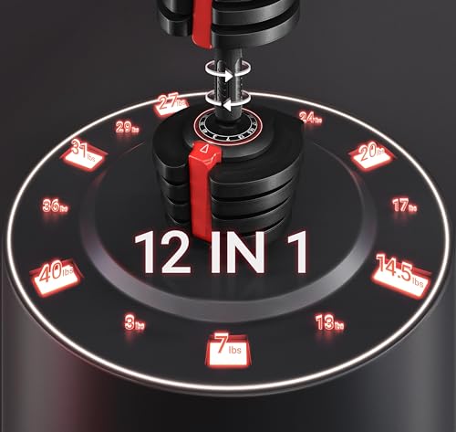 Yaheetech Adjustable Dumbbell Set 40LB/52.5LB/90LB Adjustable Dumbbells Fast Adjust Dumbbell Weight Set with Anti-Slip Handle and Tray for Men/Women Home Gym Strength Training Equipment Single/Pair