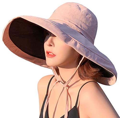 Women's Sun Hat Packable Reversible Bucket Hat UV Sun Protection Wide Brim Summer Beach Cap