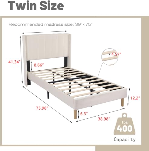 AGARTT Upholstered Platform Bed Frame Full Size with Headboard Wooden Slats Support/No Box Spring Needed/Easy Assembly,Pink