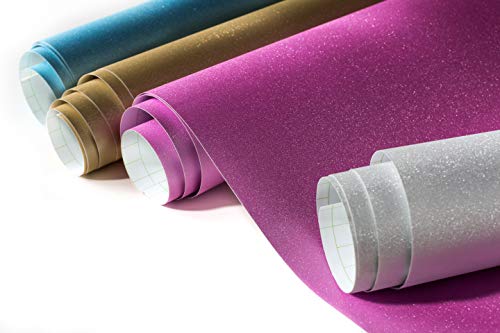 Cricut Shimmer Vinyl Sheets, 12” x 24” (3), Adhesive Decal Roll - Classic Sampler - Gold, Silver, Black