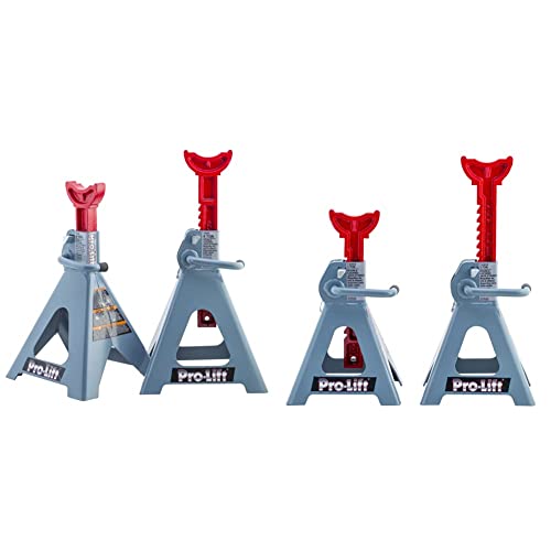 Pro-Lift Heavy Duty 6 Ton Jack Stands Pair - Double Locking Pins - Handle Lock and Mobility Pin for Auto Repair Shop with Extra Safety