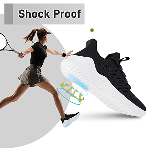 JIAFO Women's Walking Shoes, Slip on Tennis Shoes Women, Non Slip Shoes Sneakers, Casual Athletic Running Lightweight Breathable Mesh Knit