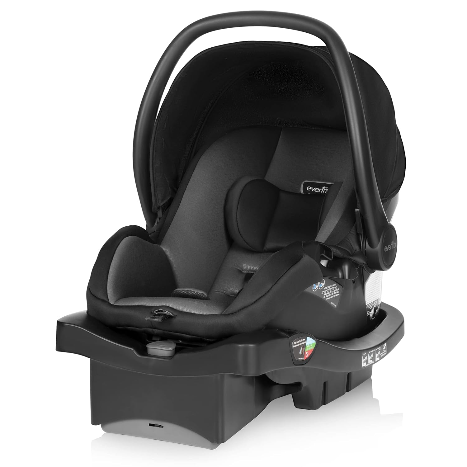 Evenflo LiteMax 35 Infant Car Seat, Lightweight, Extended Use, Belt Lock-Off, Ergonomic Handle & LiteMax DLX Infant Car Seat Base with LoadLeg