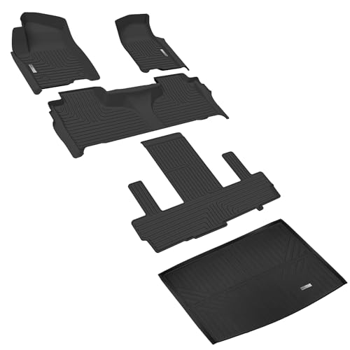 Floor Mats for 2021 2022 2023 2024 Chevrolet Chevy Suburban/GMC Yukon XL(Only Yukon XL)/Cadillac Escalade 2nd Row Bucket Seats,TPE All Weather Car Rubber Floor Liners Full Set Black
