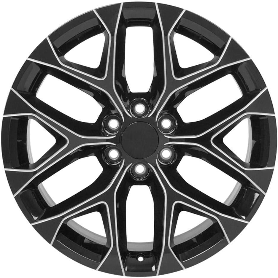 OE Wheels LLC 22 inch Rim Fits 6x139.7 Silverado Suburban Tahoe Sierra Yukon Escalade CV98B 22x9 Black with Milled Edge Wheels Hollander: 5668