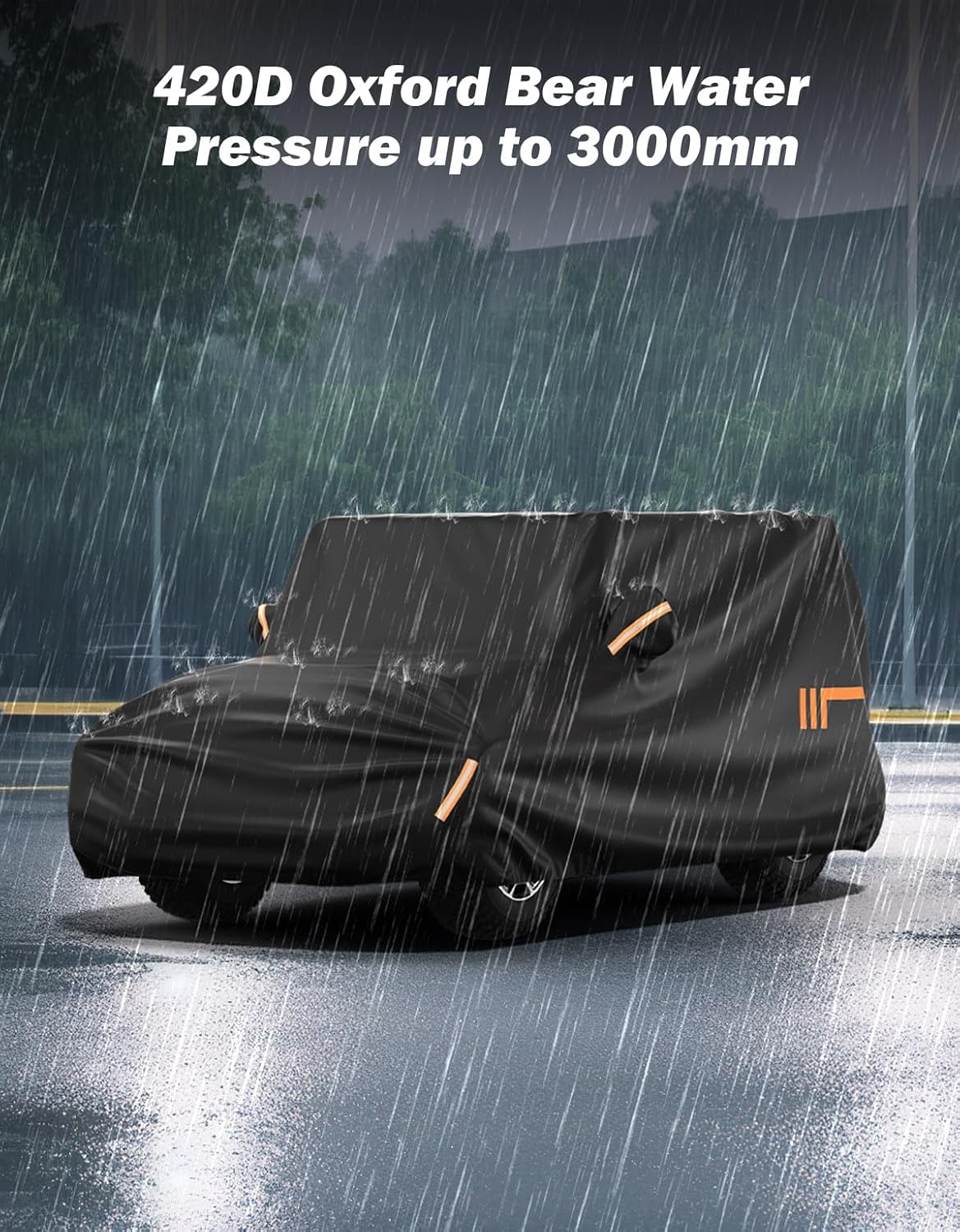 JOYTUTUS Car Cover Compatible with Wrangler JK JL 2007-2024, Water-Resistant Oxford All Weather Cover fit Wrangler JK JL 2 Doors, Windproof Dustproof Scratch Resistant Auto Cover