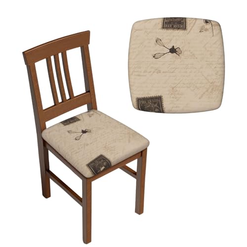 6 Pcs Dining Chair Seat Covers Set Old Fashioned Mail Stretch Removable Chairs Covers Washable Seat Cushion Slipcovers Protector for Dining Room Kitchen Chairs
