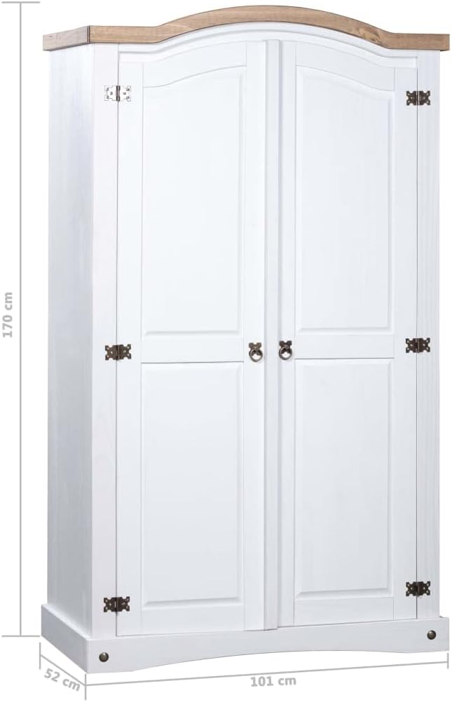 Cabinets & Storage-Wardrobe Mexican Pine Corona Range 2 Doors White-Furniture