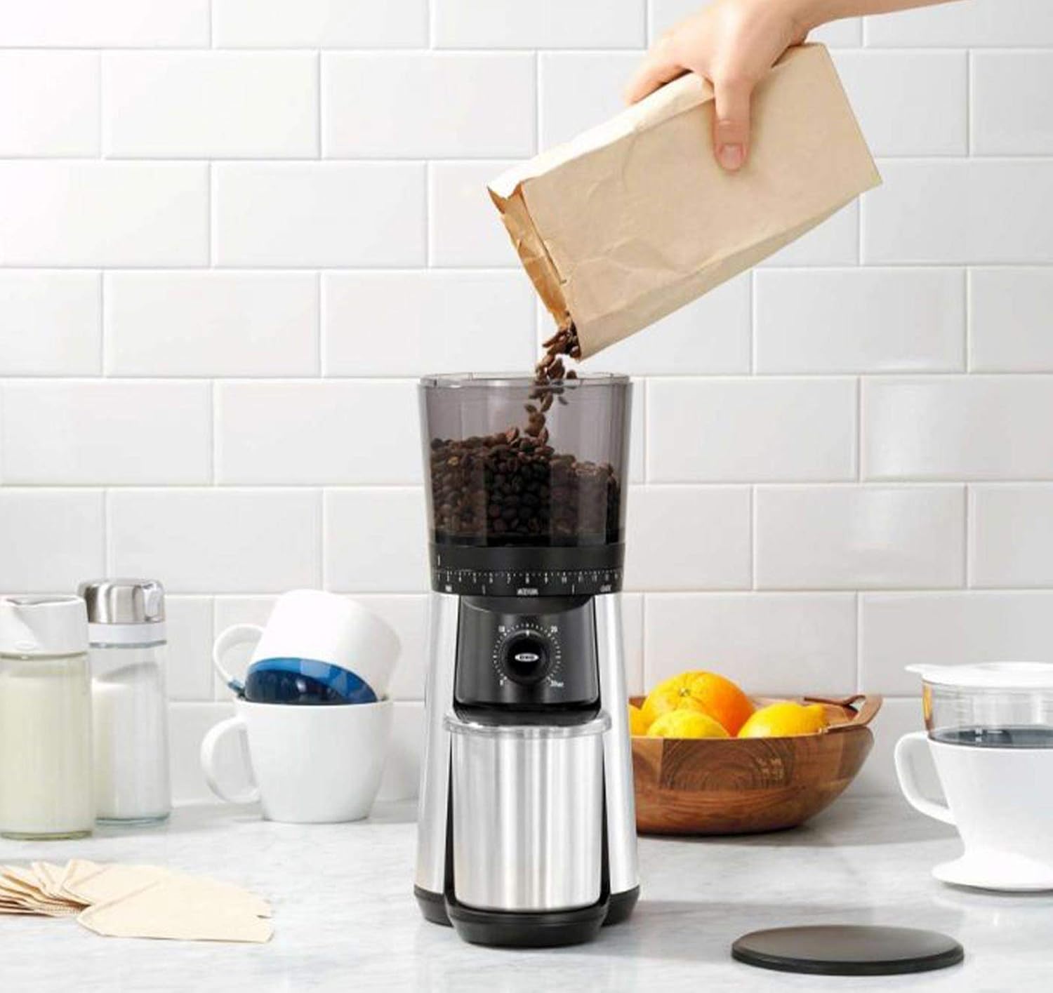 OXO BREW 9 Cup Programmable Coffee Maker Bundle BREW Conical Burr One Push Start Coffee Grinder - Stainless Steel/Black