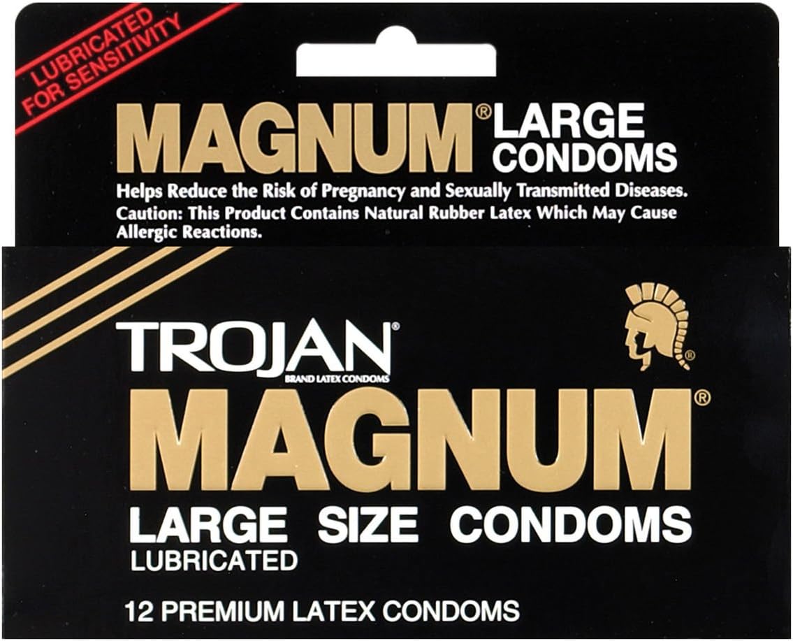 Trojan Large Size Condom Magnum Lubricated, 12 Count (Pack of 2)
