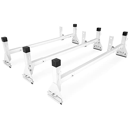 AA-Racks Model AX27 Aluminum Rain-Gutter Van Roof Racks Square 2 Bar with Adjustable Middle Bar