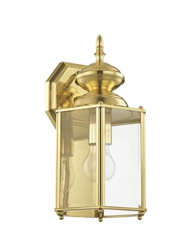 Livex Lighting 2007-02 Outdoor Wall Lantern with Clear Beveled Glass Shades, Polished Brass