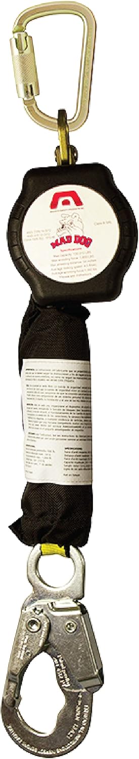 Madaco Mad Dog Roof Construction Fall Protection Heavy Duty Industrial Safety 6' Self Retractable Shock Pack Lanyard, Self Retracting Lifeline, snap hook SRL-9166