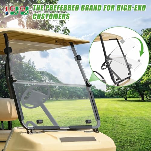 10L0L Golf Cart Clean Windshield for Club Car DS 2000-UP,HD Shatterproof & Foldable Windproof Windshield