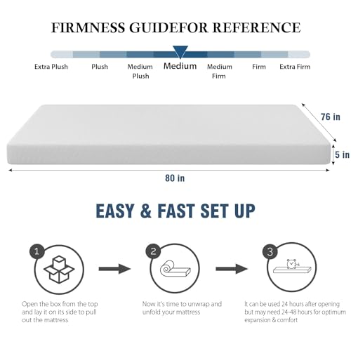California King Mattress, 5/6/8/10/12/14 In Mattress Medium Firm Memory Foam Mattress for Pressure Relief & Cooler Sleep, Certipur-Us Certified Bed in a Box Mattress in a Box (California King, 10 In)