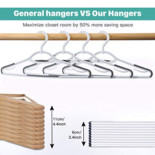 Extra Non Slip Plastic Clothes Hangers 30 Pack, with Sure Grip Rubber, 360 Degree Swivel Hook, Space Saving (Steel Blue/Cool Grey)