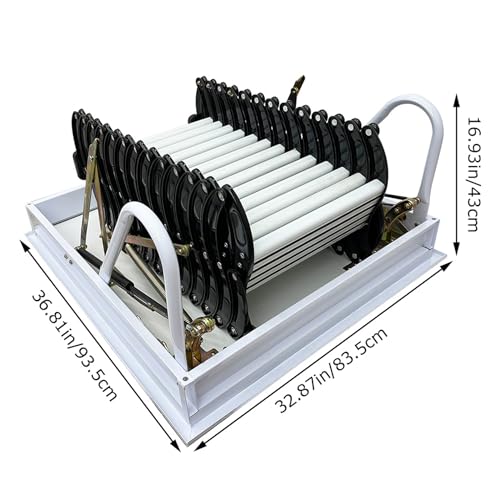TECHTONGDA Attic Ladder 13 Steps Attic Stairs Pull Down Attic Loft Stair Telescoping Attic Access Ladder Ceiling Mounted Folding Ladder Attic Steps, 31.5 x 35.4 Inch, 10.5 ft Height, 660lb Capacity