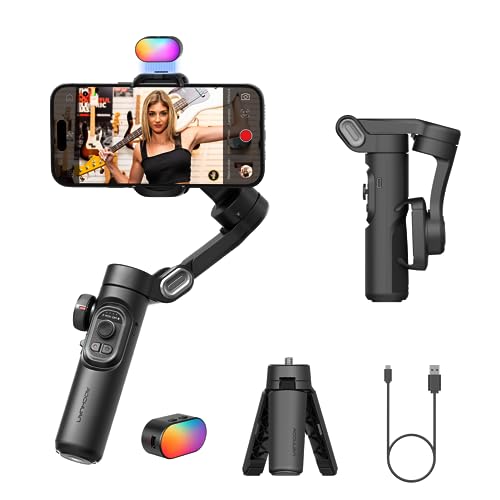 Phone Gimbal Stabilizer 3-Axis Smartphone Foldable Gimbal for iPhone Gimble with Focus Wheel TikTok YouTube Vlog Stabilizer for iPhone 15 14 13 12 Pro Max&Android-Smart XE