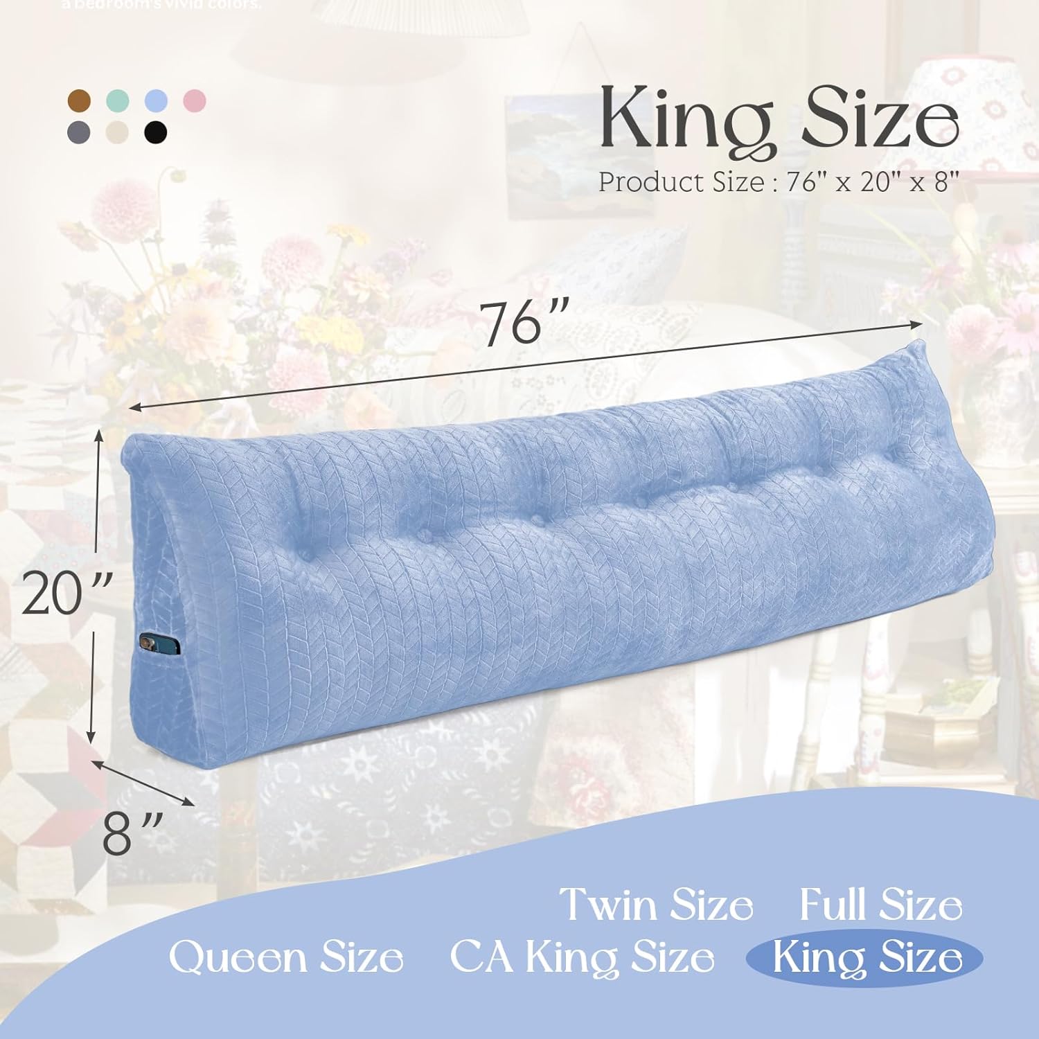 Large Triangular Wedge Headboard Pillow Large Bolster Headboard Back Support Backrest Positioning Reading Pillow for Sitting with Removable Cover