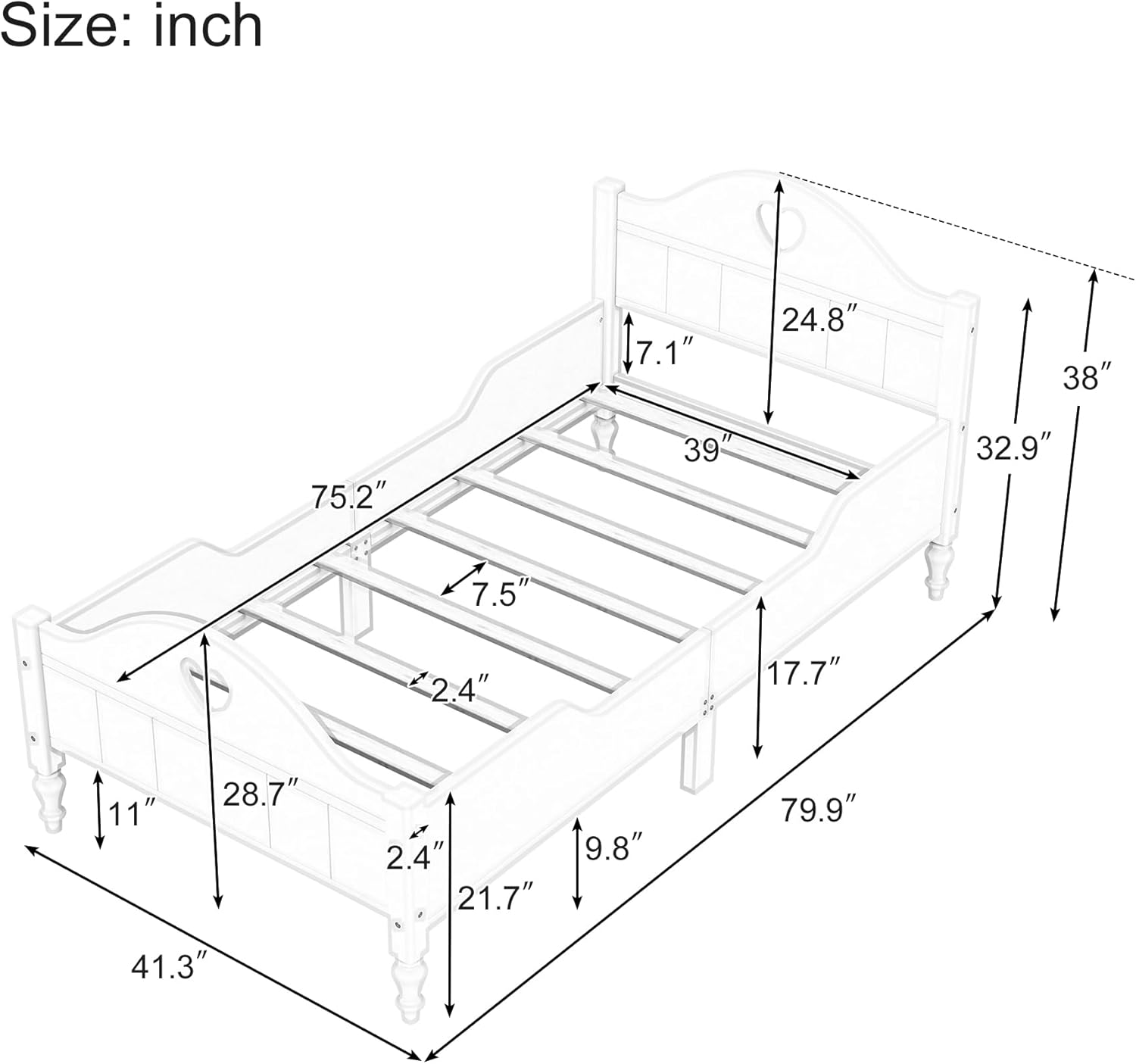 Bellemave Twin Size Bed Frame for Kids,Macaron Twin Bed with Headboard and Footboard,Wooden Platform Bed for Boys,Girls,No Box Spring Needed (Oliver Green)