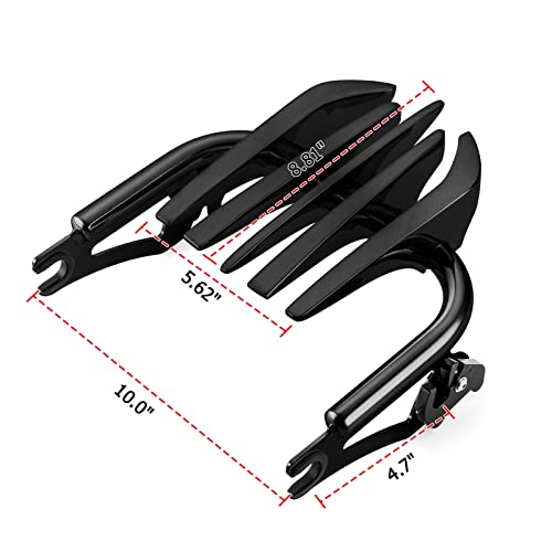 Invisible Style Two Up Luggage Rack Compatible with 2009-2024 Harley Touring Street Glide Road Glide Road King Electra Glide Black