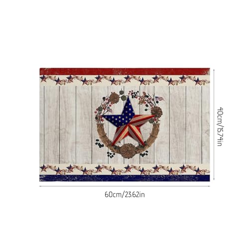 2024 Patriotic Welcome Door Mat, Retro American Flags Door Mat with Slip Resistants Rubber Vintage Linen Floor Mat for 4th of July Independence Day Indoor Outdoor Home, for Home & Office