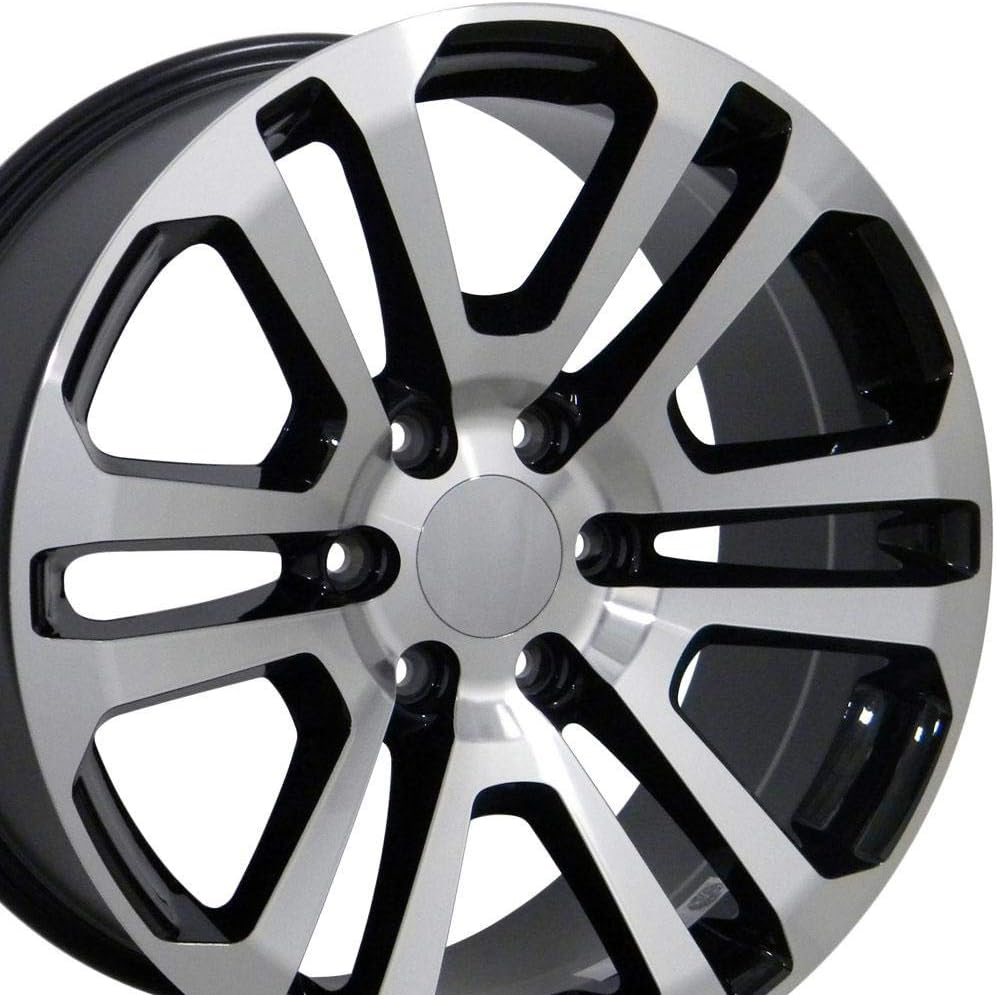 OE Wheels LLC 20 inch Rims Fits Chevy Silverado Tahoe Sierra Yukon Escalade CV99 Black Mach'd 20x9 CK158 Rim Hollander 4741 SET