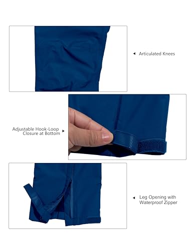 Little Donkey Andy Men's Waterproof Lightweight Rain Pants Breathable Windproof Hiking Golf Fishing Pants