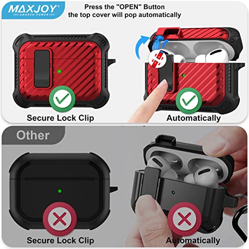 Maxjoy for Airpods 3 Case Cover 2021, Airpods 3 Protective Case with Automatic Secure Lock Gen 3 Military Hard Shockproof Cover with Keychain Compatible with Apple Airpods 3rd Generation 2021, Black