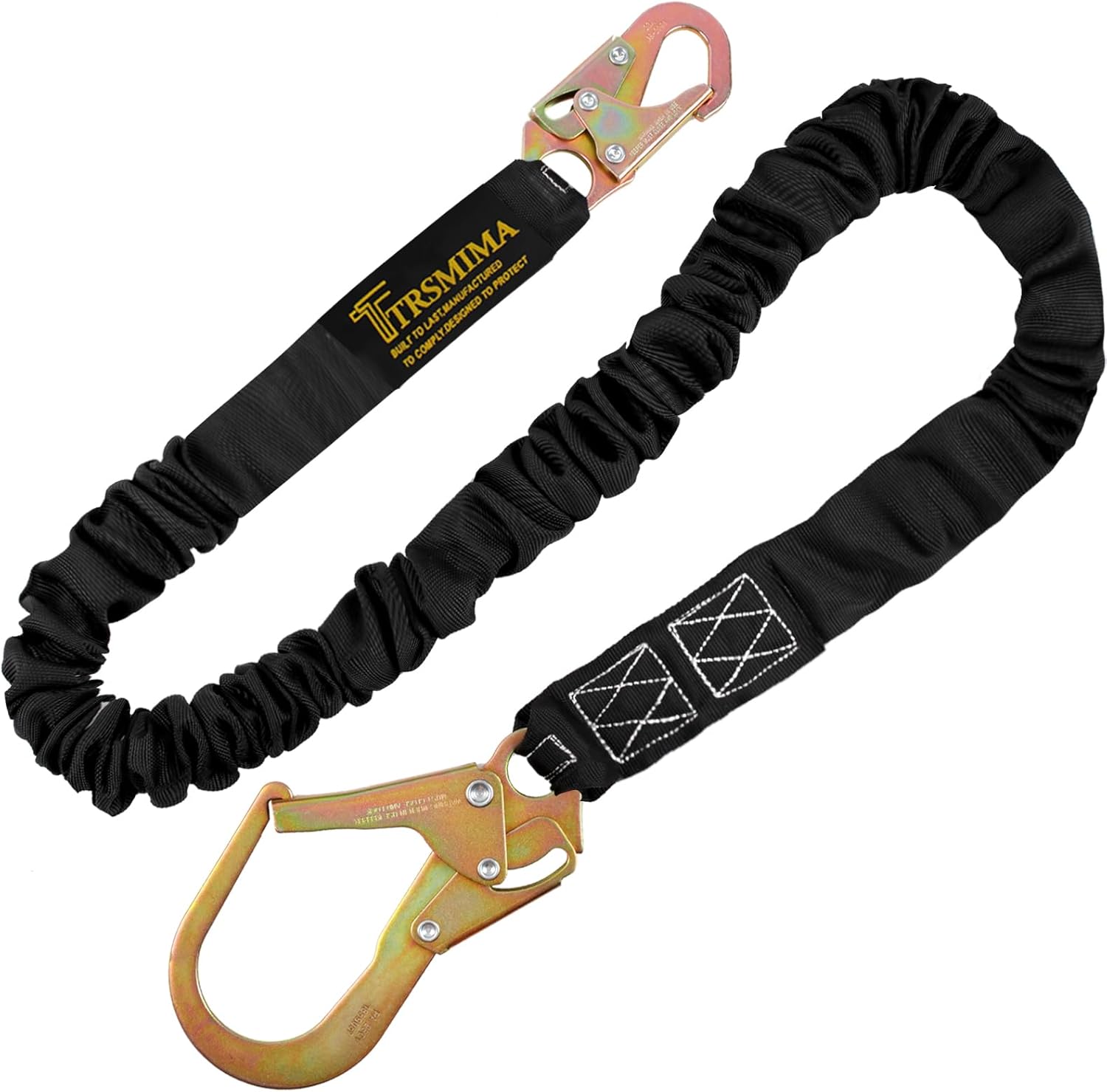 TRSMIMA Safety Harness Lanyard Retractable - Fall Protection Climbing Tree Strap 6 FT Single Leg Internal Shock Absorbing with Rebar Snap Hook