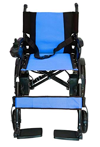 Foldable Lightweight Heavy Duty Lithium Battery Electric Power Wheelchair Multi Terrain Easy Travel (Blue EW)