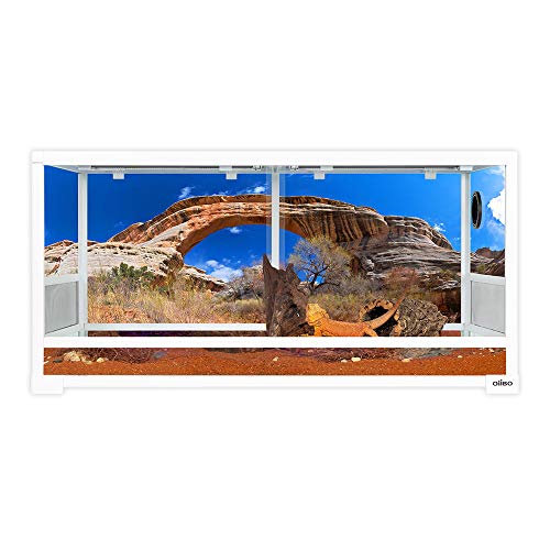 OIIBO 50 Gallon White Knock Down Reptile Terrarium Front Opening Cage Sliding Door with Screen Ventilation Habitat Tank 36