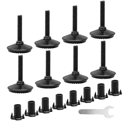 4pcs Furniture Levelers, M8 Leveling Feet Adjustable Leveling Feet Swivel Furniture Levelers Heavy Duty Furniture Levelers for Tables, Sofa, Cabinets, Workbench (Gold)