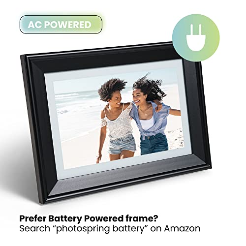 10in WiFi Digital Photo Frame w/Battery | Load Family Pictures by Email, App, Web, USB/SD | 32GB | Great Gift | Easy Touchscreen Setup | Plays Videos | Black