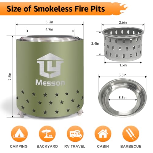 7.8 x 5.5 in Tabletop Fire Pit, Stainless Steel Mini Low Smoke Bonfire Stove with Stand, Portable Fire Pit Stove for Indoor Outdoor Camping, Safe Fueled by Pellets or Wood, with Travel Bag