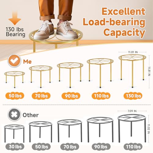 5 Pack Metal Plant Stand, Anti-Rust Iron Plant Stands for Indoor and Outdoor, Heavy Duty Flower Pot Stands for Multiple Plant, Black Potted Plant Holder for Garden Home (5 Pack Brown)