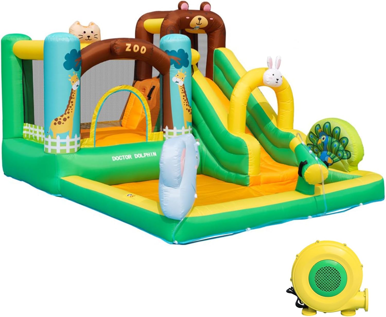 SunSports Inflatable Water Slide, Bounce House for Kids 3-6, Inflatable Water Park with Splash Pool, Jump House with Waterslide, Bouncy Castle for Wet and Dry