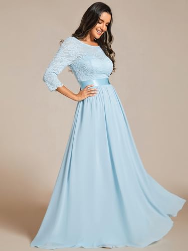Ever-Pretty Women's Bridesmaid Dresses 3/4 Sleeve Empire Waist Maxi Mother of The Bride Dresses
