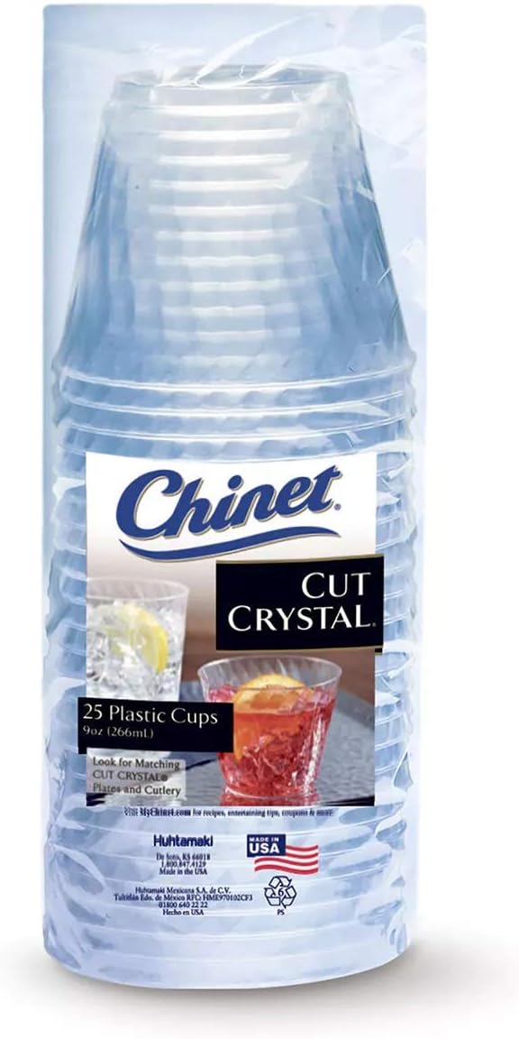 Chinet Disposable Cut Crystal Cups - 9 Ounce, 50 Count