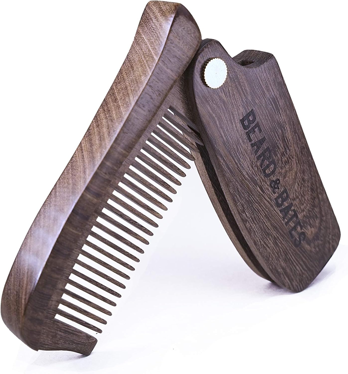 BEARD & BATES The Sandalwood Switchblade - The Original Folding Wooden Beard Hair Comb | Boutique, Artisan Crafted, Los Angeles