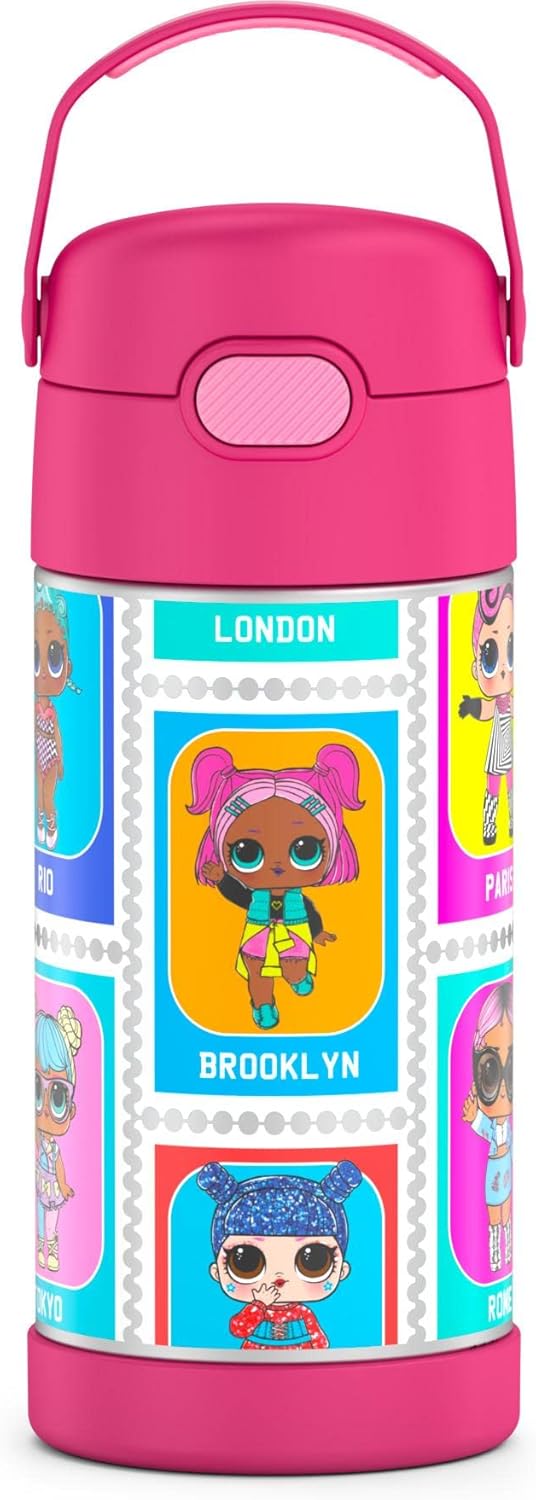 THERMOS FUNTAINER Water Bottle with Straw - 12 Ounce, L.O.L Surprise - Kids Stainless Steel Vacuum Insulated Water Bottle with Lid