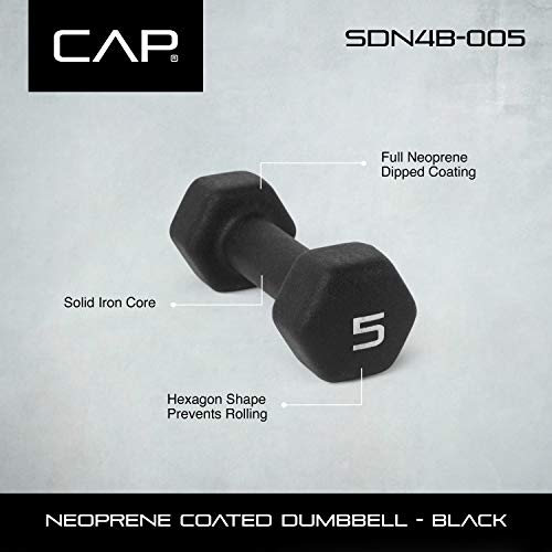 CAP Barbell Black Neoprene Coated Dumbbell Weights | Single