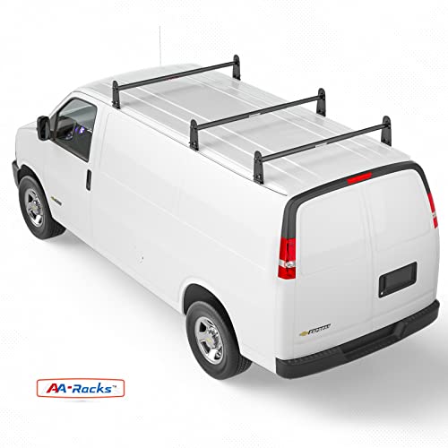 AA-Racks Model X316 HighTop 3 Bar Rain-Gutter Roof Rack Heavy-Duty Adjustable Steel High Roof Rack Matte White