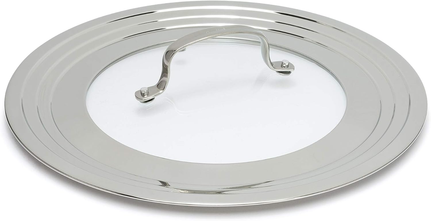 Goodful Universal Lid for Pots, Pans and Skillets, Tempered Glass Steam Vented, Graduated Rim Fits 9.5