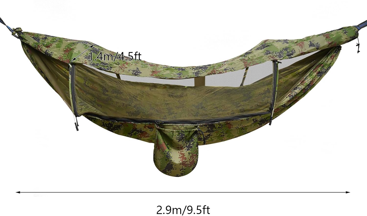 Large Camping Hammock with Mosquito Net Portable Camping Hammock Lightweight Anti-Mosquito and Anti-Sun Hanging Hammocks Tree Straps Swing Hammock Bed for Outdoor Backpacking Backyard Hiking