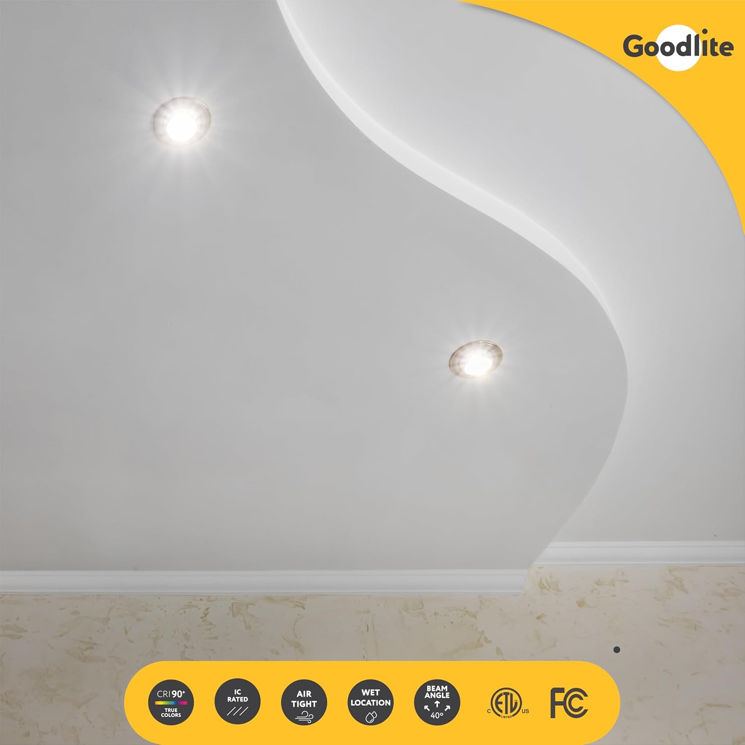 Goodlite G-19845 2.75 Inch LED Round Luminaire 8w 650 Lumens (75W Eqv) with Junction Box, 40° 360° Rotatable Eyeball and 30° Tilt, Warm White