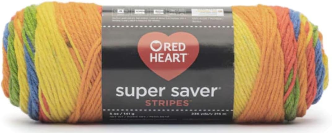 Generic Bulk Buy - Red Heart Super Saver Rainbow Yarn - 1 Pack of 141g/5oz - Acrylic - 4 Medium (Worsted) - 236 Yards - Knitting/Crochet
